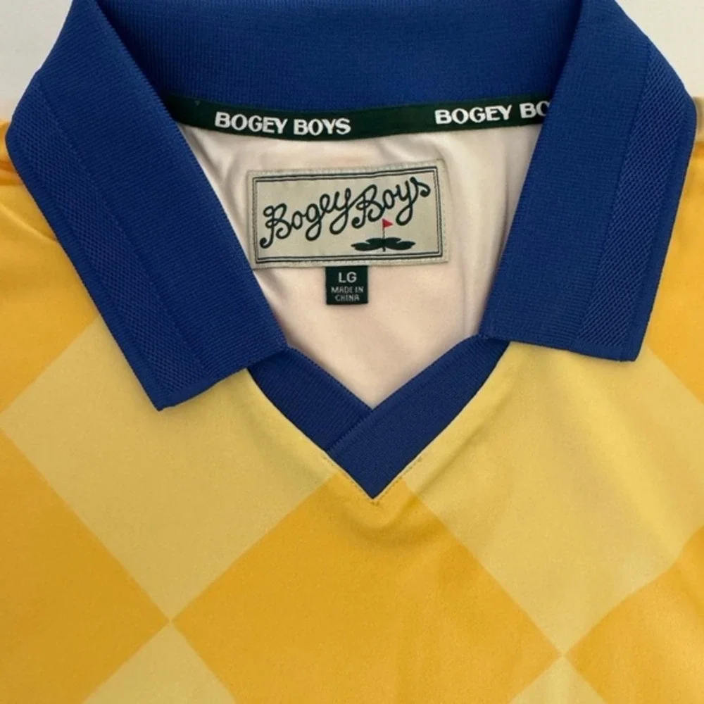 Bogey Boys by Macklemore Yellow Argyle Diamond Polo Golf Shirt, Size‎ L, NWT - Picture 9 of 10